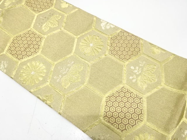 JAPANESE KIMONO / ANTIQUE FUKURO OBI / SILK / WOVEN KIKKO PATTERN